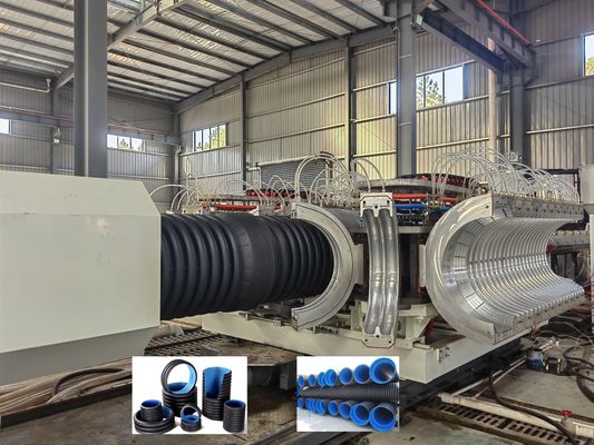 High Speed Double Wall Corrugated Pipe Extrusion Line with Aluminium Alloy Mould and Adjustable Cooling Tank Length