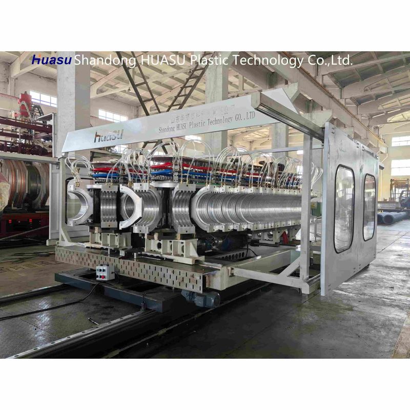 Línea de producción de tubería corrugada de doble pared con extrusora de husillo simple de alta velocidad, abocardado en línea y sistema PLC Siemens