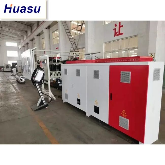 Línea de extrusión de tuberías DWC con extrusora cónica de doble tornillo para un diámetro de tubería de 32-1600 mm y una capacidad de 60-2000 kg/h