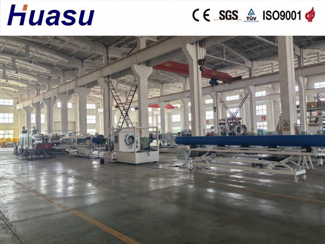 Línea de producción de tubos corrugados de PP 32-1600mm Control de PLC