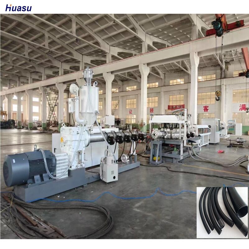 Línea de extrusión de tubería corrugada de doble pared con certificación ISO y CE, con sistema de enfriamiento por agua y material de engranajes 20CrMnTi