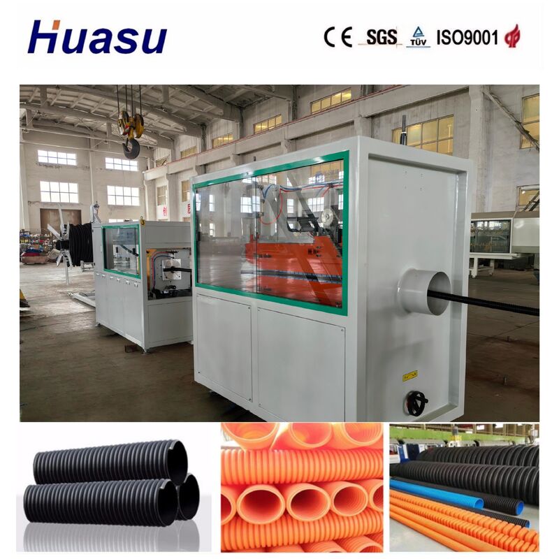 Línea de producción de tubería corrugada de doble pared y pared simple con salida de 60-2000 kg/h, diámetro de tubería de 32 mm-1600 mm y control remoto PLC