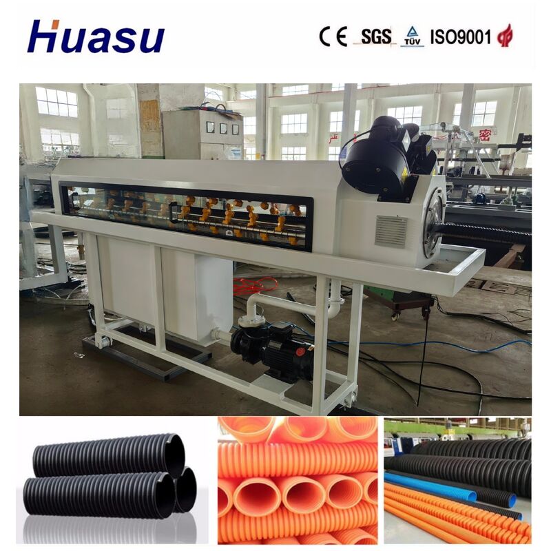 Línea de extrusión de tubos de protección de cable de extrusor de tornillo único con control PLC y enfriamiento por aire y agua para tubos PE PVC MPP PA HDPE