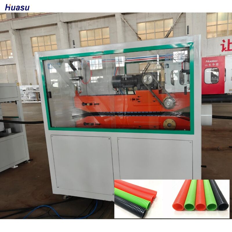 Línea de extrusión de tubos ondulados de pared única con estructura de canal de tornillo profundo, caja de engranajes de cara de dientes duros y período de garantía de 1 año