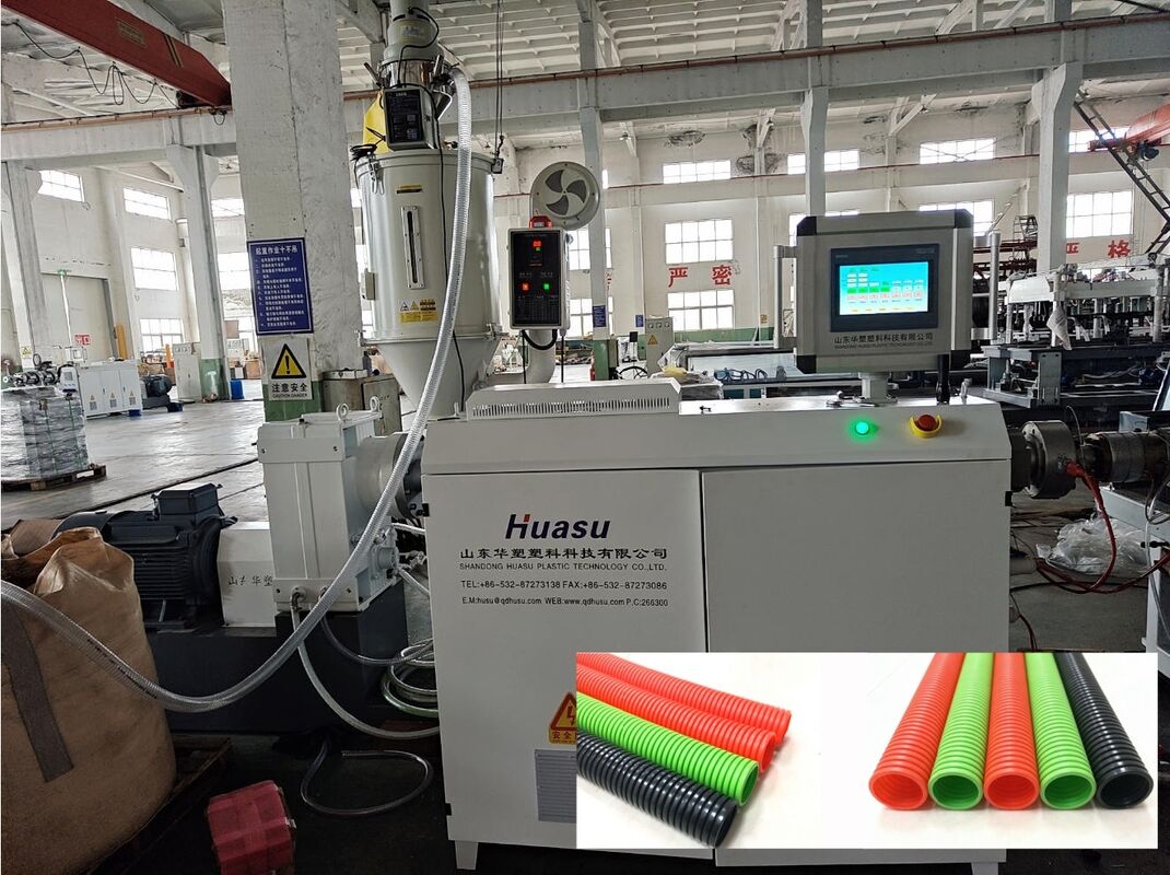 Línea de extrusión de tuberías onduladas de pared única con Siemens Schneider Main Electrics, material de barril 38CrMoAlA y control remoto PLC