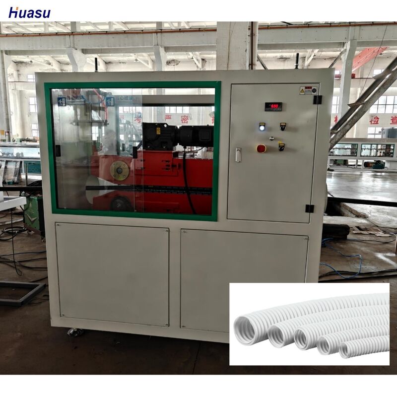 Línea de extrusión de tubería corrugada de pared simple con control PLC, con material de tornillo 38crmoala y 1 juego de corrugador para operación