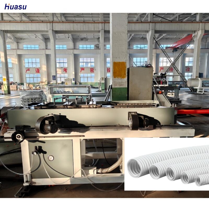 Línea de extrusión de tubería corrugada de pared simple con control remoto PLC, máquina extrusora equipada con relé Omron para producción