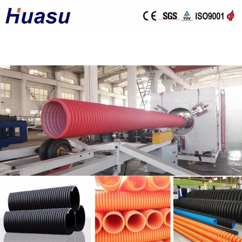 Línea de extrusión de tubería corrugada de doble pared controlada por PLC para diámetros de tubería de 32 mm a 1600 mm con alta productividad