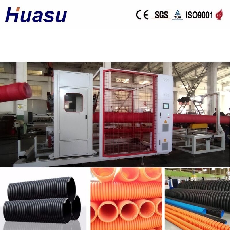 Línea de extrusión de tubos corrugados de doble pared controlada por PLC para tubos de 32 mm a 1600 mm con capacidad de 100 a 3000 kg/h
