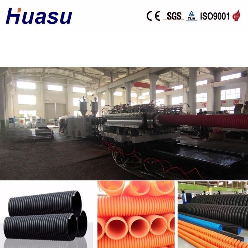 Línea de extrusión de tuberías onduladas de doble pared controlada por PLC con capacidad de 100-1000 kg/h y diámetro de tubería de 32 mm-1600 mm