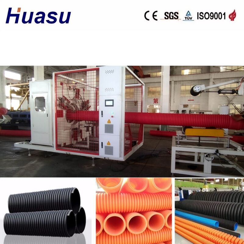 Línea de extrusión de tubería corrugada de doble pared controlada por PLC para diámetros de tubería de 32 mm a 1600 mm con alta productividad