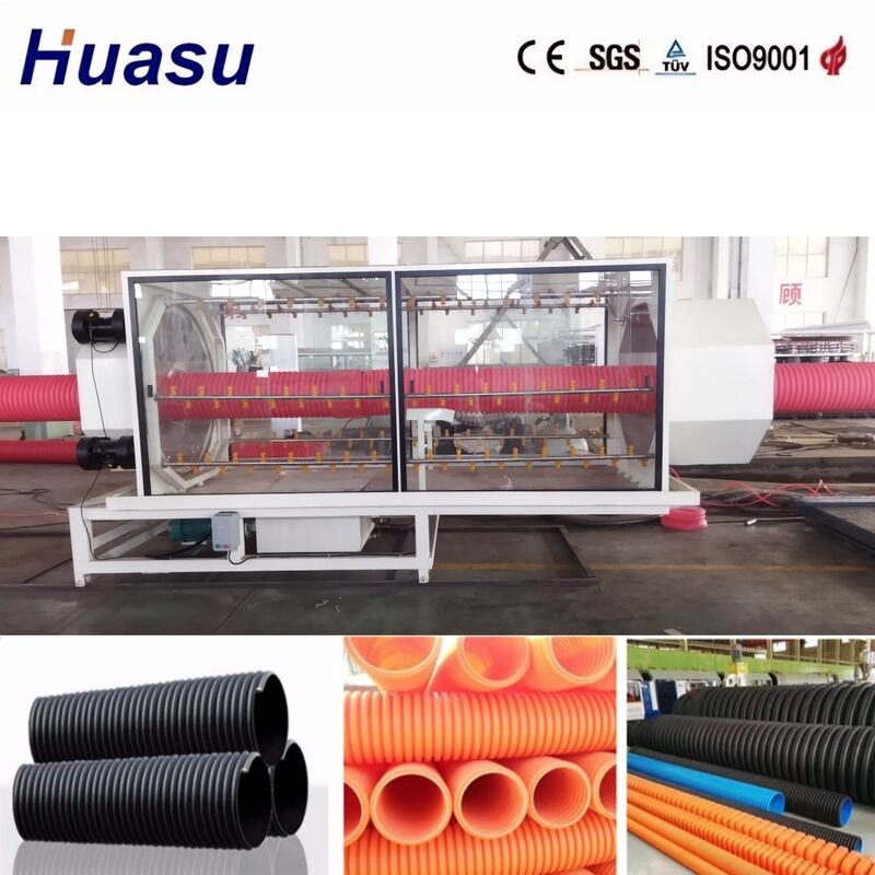 Línea de extrusión de tubería corrugada de doble pared controlada por PLC con salida de 100-3000 kg/h y diámetro de tubería de 32-1600 mm