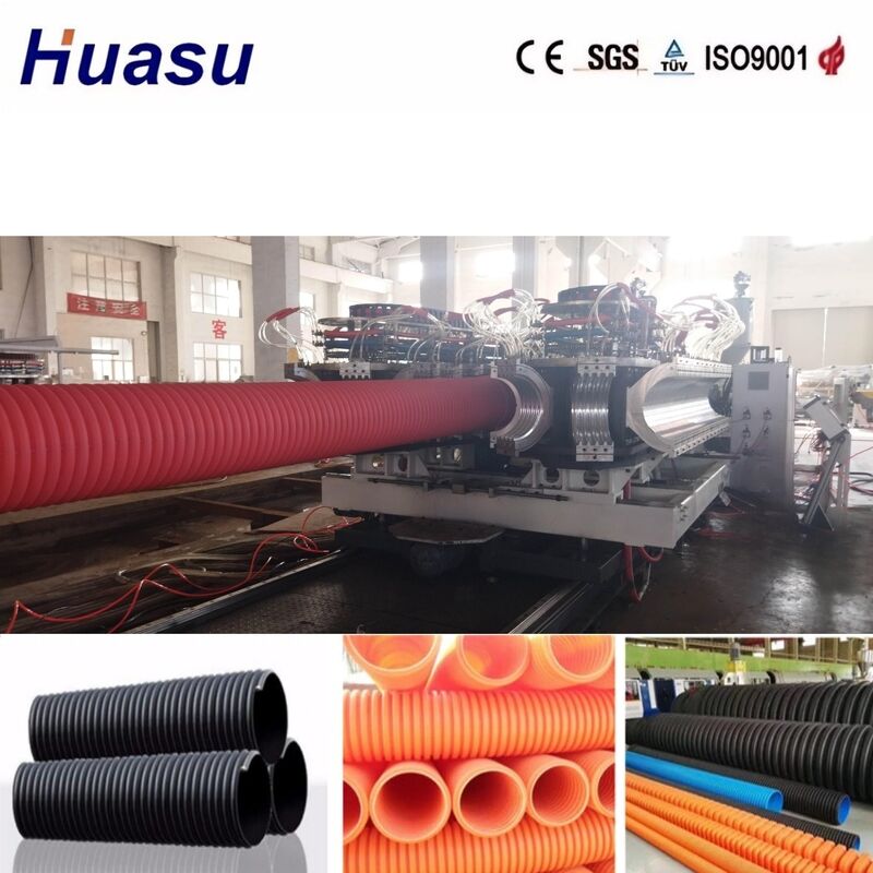 Línea de extrusión de tubos corrugados de doble pared controlada por PLC para tubos de 32 mm a 1600 mm con capacidad de 100 a 3000 kg/h