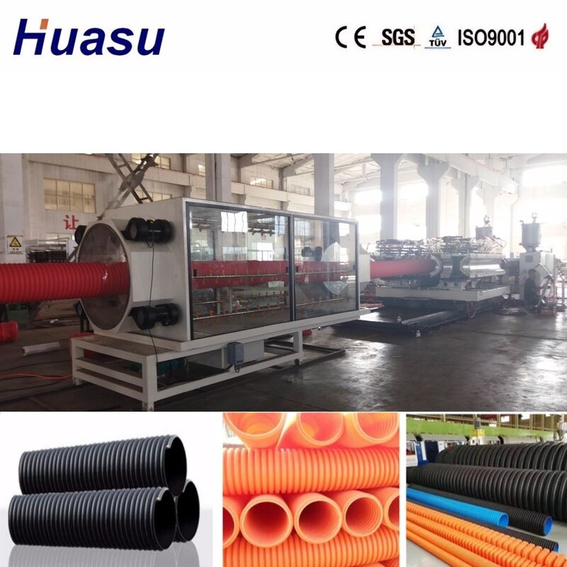 Línea de extrusión de tubería corrugada de doble pared controlada por PLC Siemens con cabezal de troquel de acero aleado de alta calidad y capacidad de producción de 100-3000 kg/h