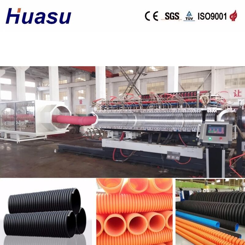 Línea de extrusión de tubería corrugada de doble pared con diámetro de tubería de 32-1600 mm, control PLC Siemens y alta productividad