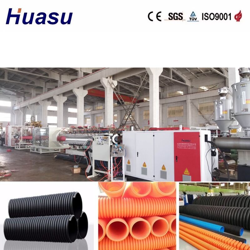 Línea de extrusión de tubería corrugada de doble pared controlada por PLC con salida de 100-3000 kg/h y diámetro de tubería de 32-1600 mm