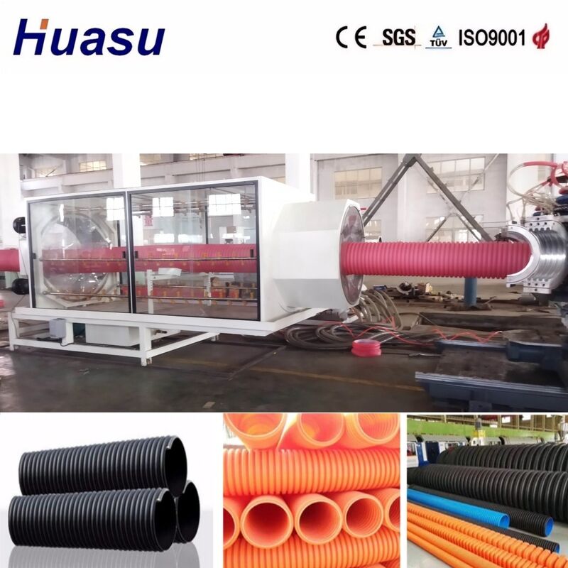 Línea de extrusión de tubos corrugados de doble pared controlada por PLC para tubos de 32 mm a 1600 mm con capacidad de 100 a 3000 kg/h