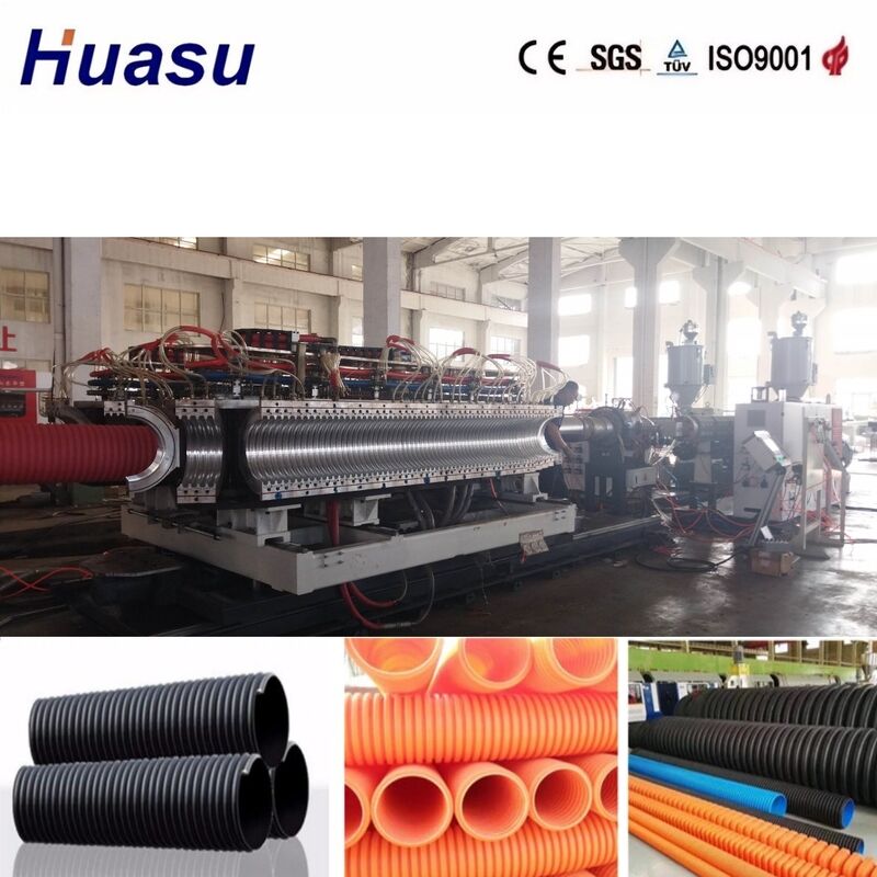 Línea de extrusión de tubería corrugada de doble pared con cabezal de troquel de acero aleado y control PLC Siemens para diámetro de tubería de 32-1600 mm