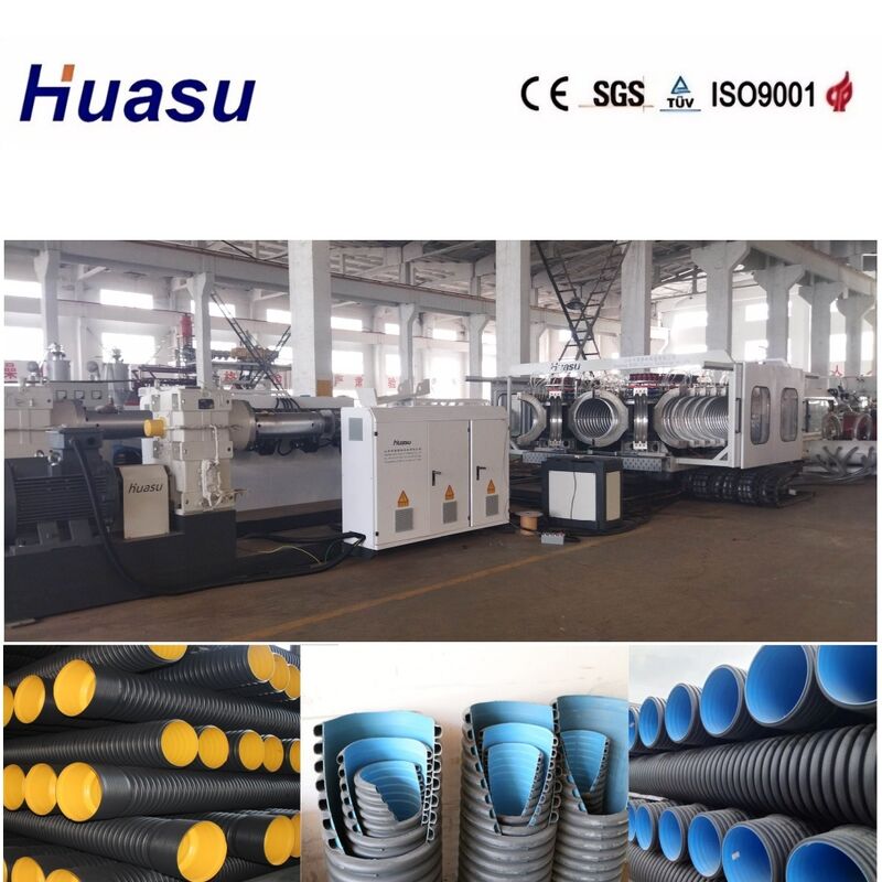 Línea de extrusión de tubería corrugada de doble pared con modo de expansión de campana en línea y control PLC para tuberías de 32-1600 mm de diámetro