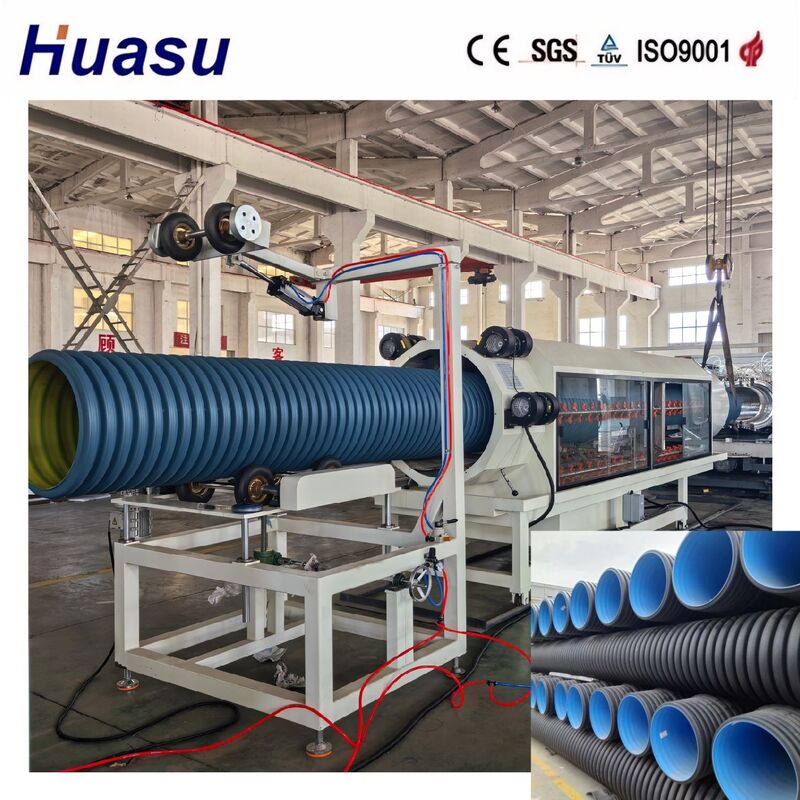 Línea de extrusión de tuberías onduladas de doble pared de alta productividad para HDPE/PE/PP/PVC/MPP con diámetro de tubería de 32-1600 mm
