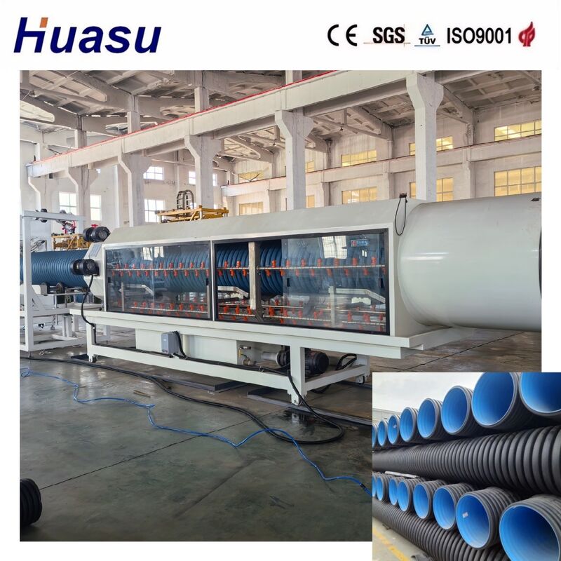 Línea de extrusión de tuberías onduladas de doble pared de alta productividad para HDPE/PE/PP/PVC/MPP con diámetro de tubería de 32-1600 mm