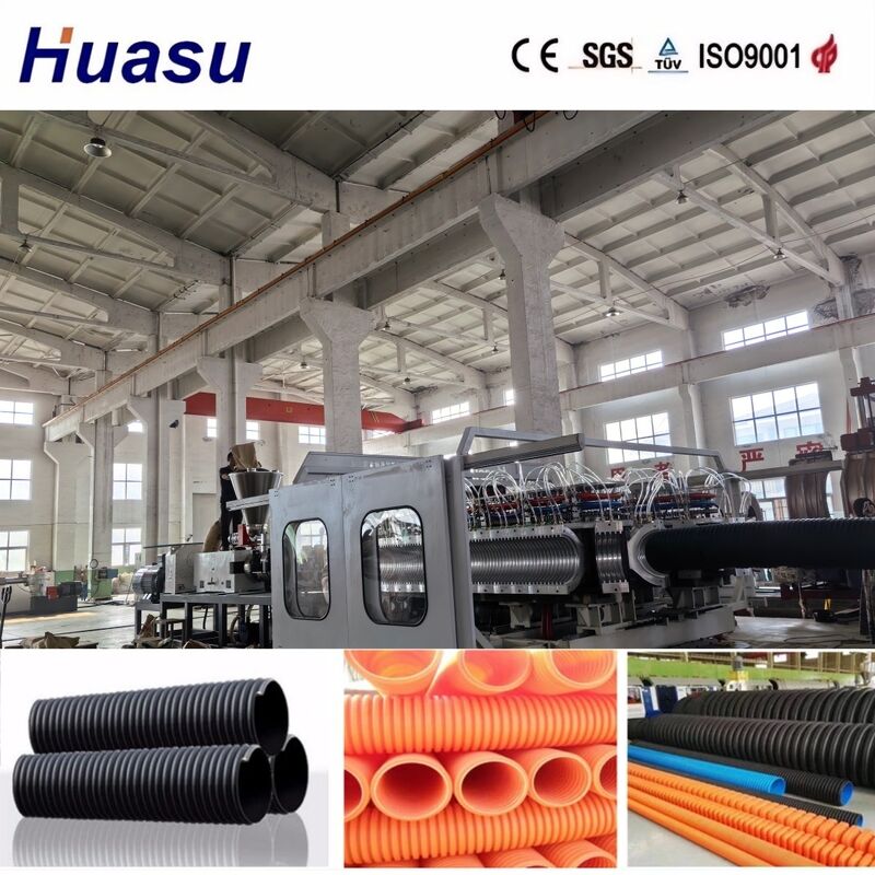 Línea de extrusión de tuberías onduladas de doble pared controlada por PLC para una alta productividad con un diámetro de tubería de 32-1600 mm