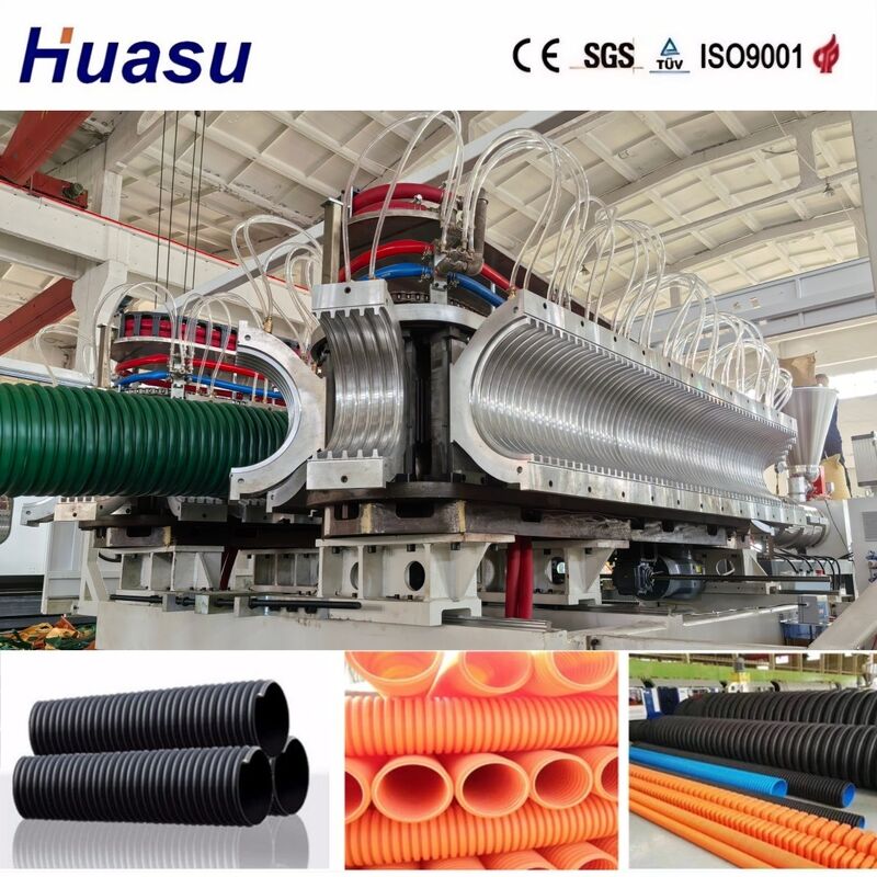 Línea de extrusión de tuberías onduladas de doble pared controlada por PLC para una alta productividad con un diámetro de tubería de 32-1600 mm