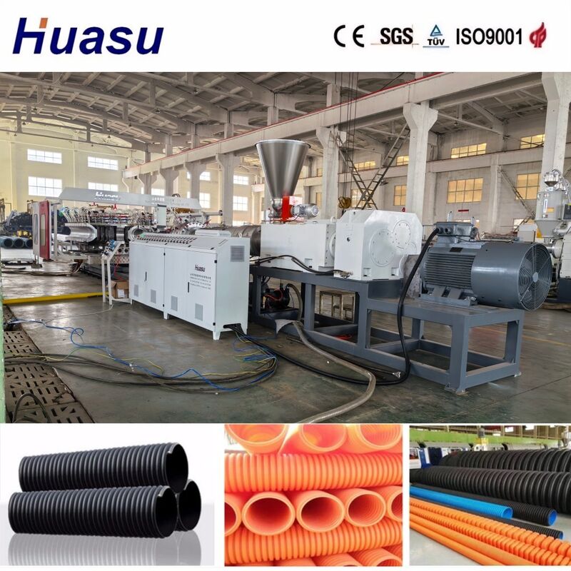 Línea de extrusión de tuberías onduladas de doble pared controlada por PLC para una alta productividad con un diámetro de tubería de 32-1600 mm