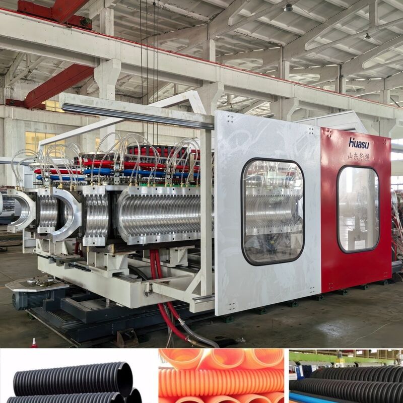 Línea de extrusión de tuberías onduladas de doble pared controlada por PLC para una alta productividad con un diámetro de tubería de 32-1600 mm